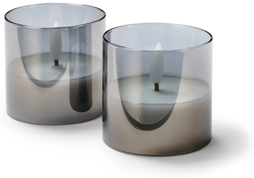 Sviečky z pravého vosku s LED diódou v skle, 2 ks, malé