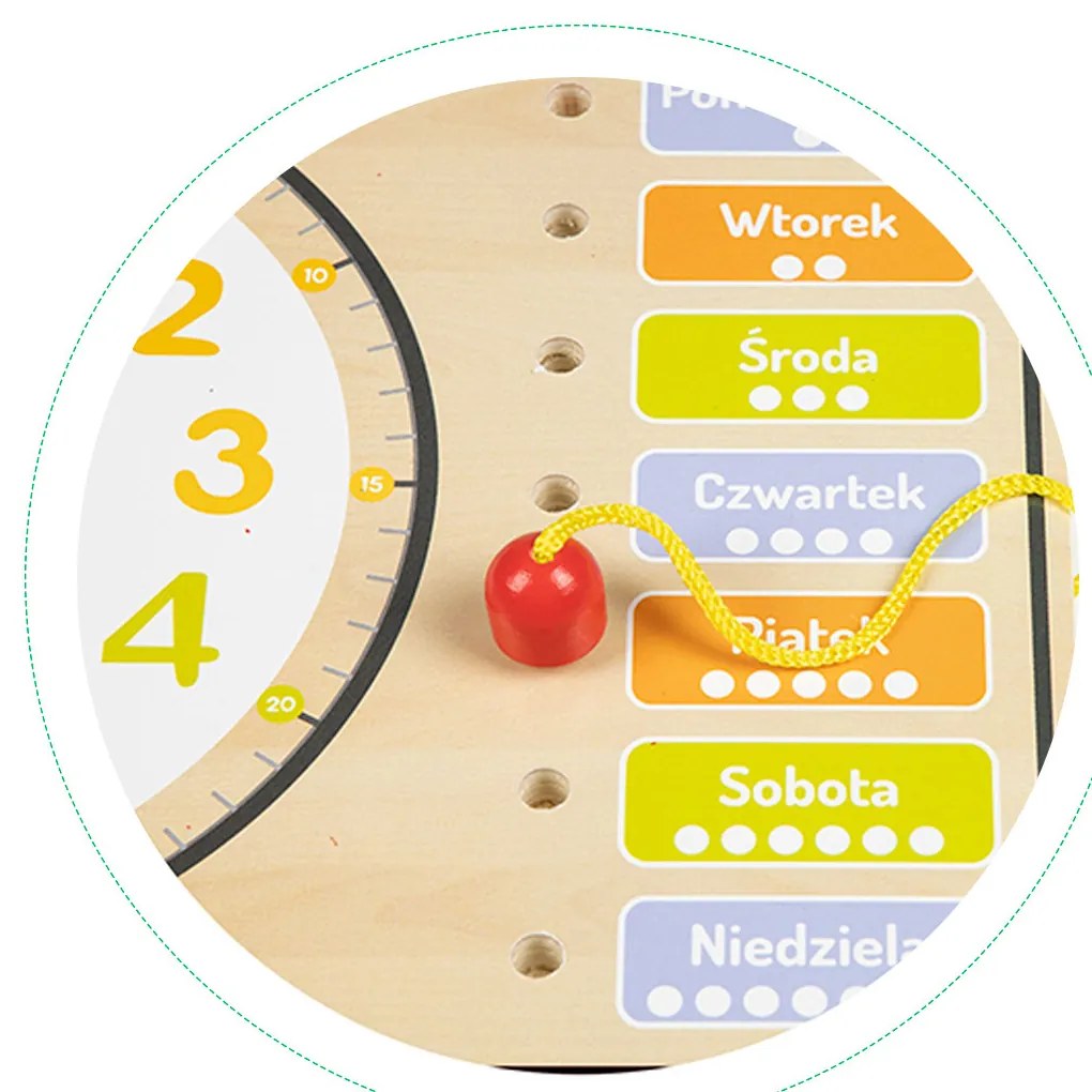 Drevená manipulačná tabuľa s kalendárom a hodinami
