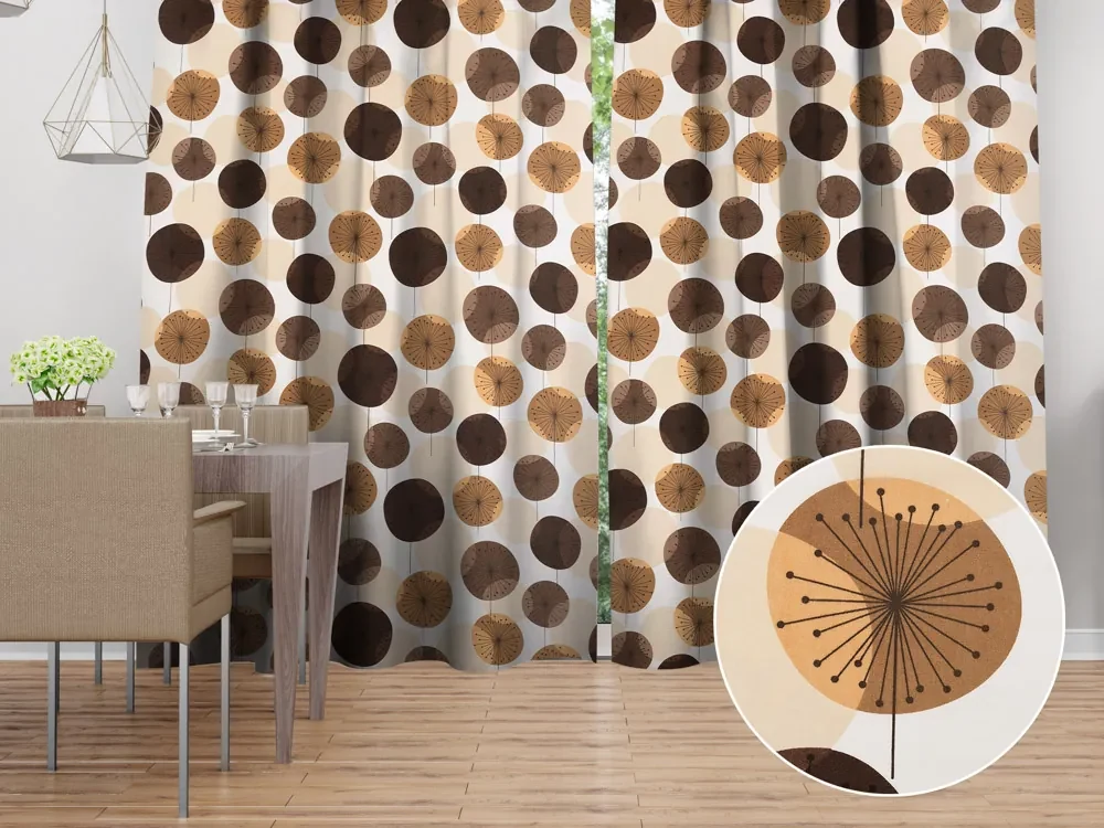 Biante Bavlnený záves Sandra SA-488 Hnedo-béžové designové púpavy 150x230 cm