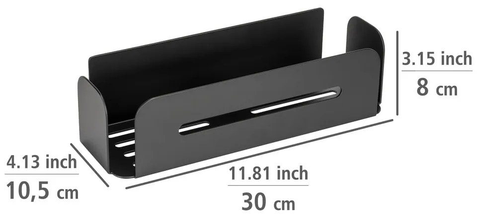 Matne čierna samodržiaca kovová kúpeľňová polička Bivio – Wenko