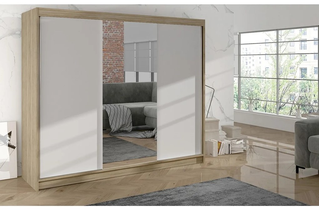 Šatníková skriňa DERBY I - 200 cm Čierna/dub artisan