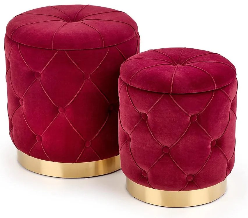 Taburetka 2 ks Polly bordová/zlatý