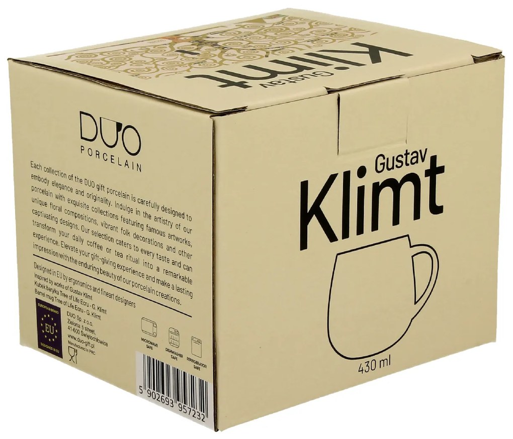 Porcelánový hrnček Klimt Ecru Tree Of Life 430 ml