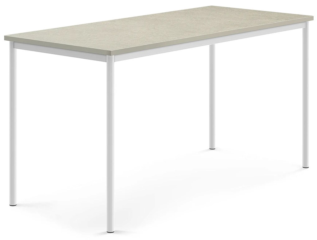 Stôl SONITUS, 1800x800x900 mm, linoleum - svetlošedá, biela
