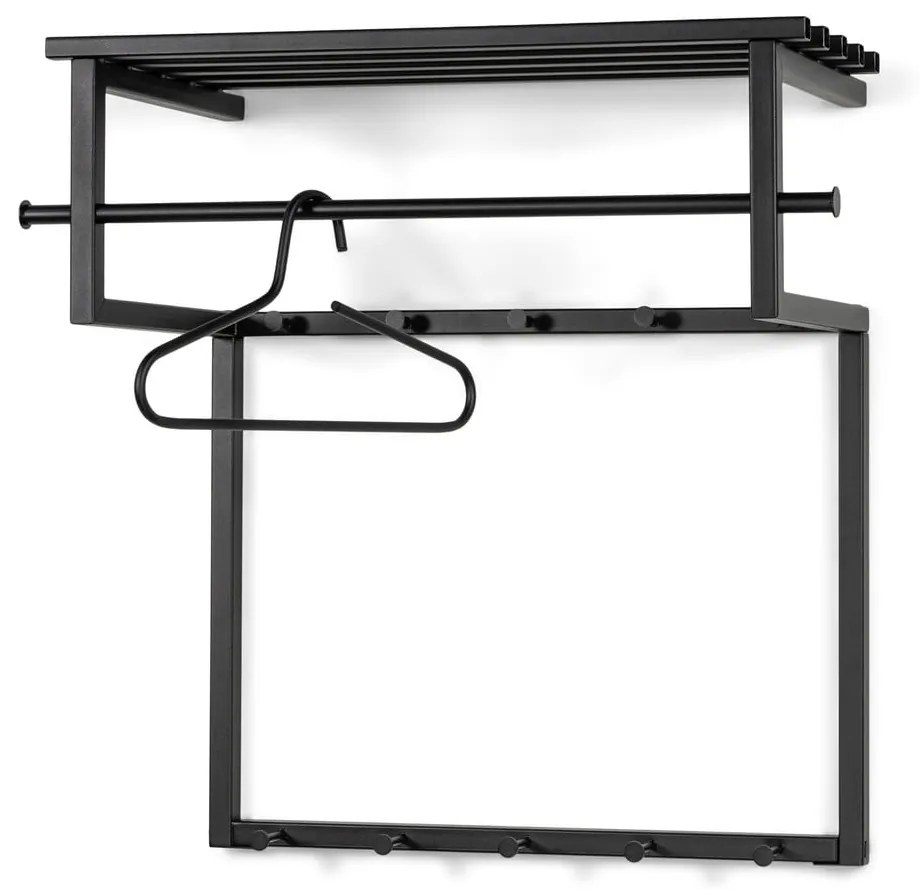 Čierny kovový nástenný vešiak s poličkou 76 cm Rizzoli – Spinder Design