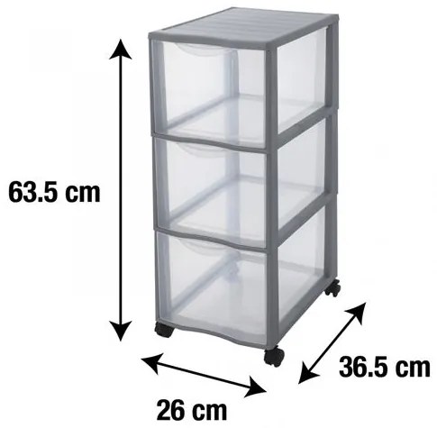 Úložný box s 3 zásuvkami, antracit, OFFICEMIX - MAXI