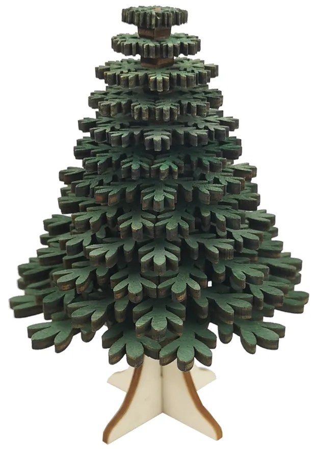AMADEA Drevený 3D stromček zelený 10 cm