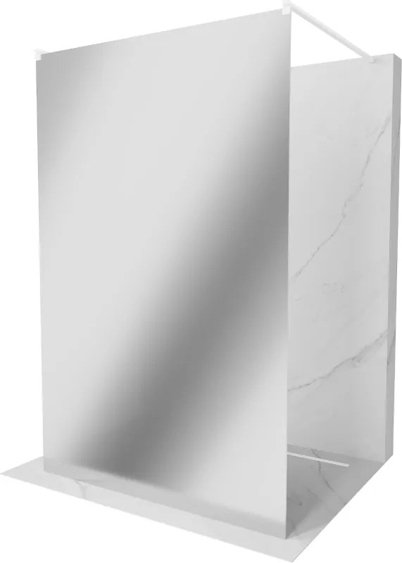 Mexen Kioto, priechodná sprchová zástena 100 x 200 cm, lustro 8 mm, 2x biela stabilizačná rozpera, 800-100-002-20-50