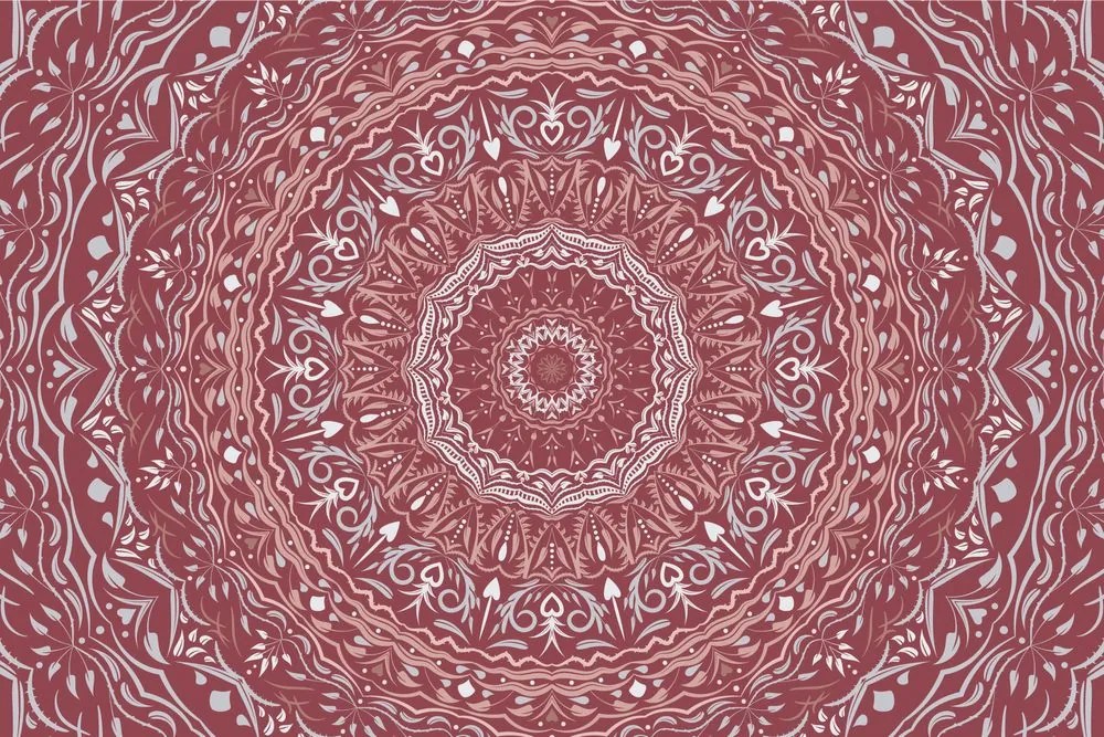Samolepiaca tapeta Mandala vo vintage štýle v ružovom odtieni