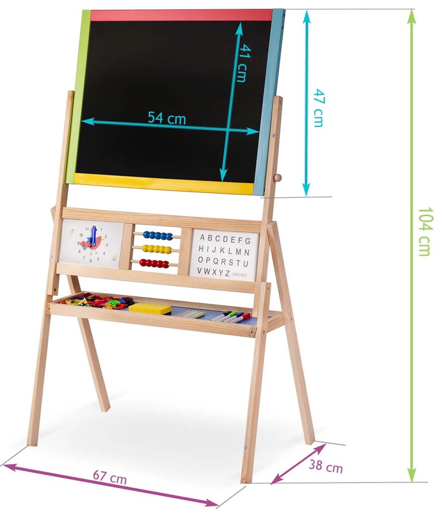 Ricokids veľká magnetická tabuľa s hodinami - viacfarebná