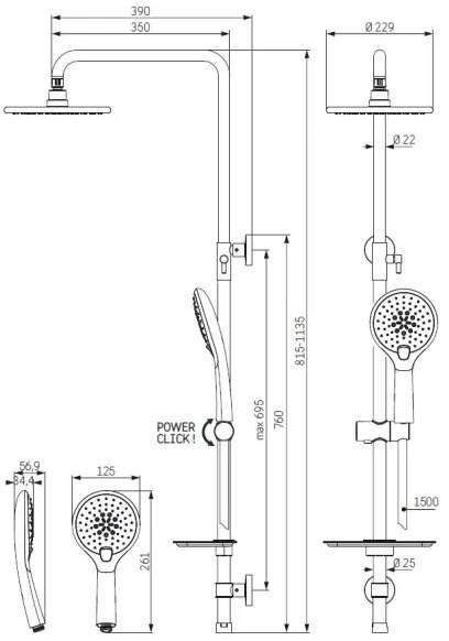 Sprchová súprava MARTOFTE čierna
