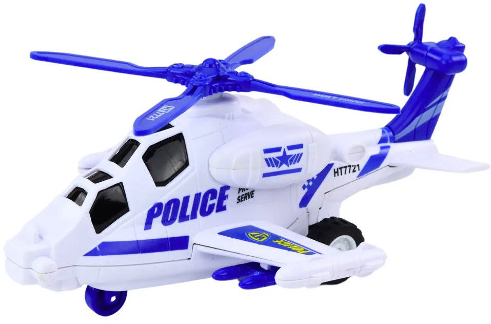 LEAN TOYS Policajný vrtuľník s trecím pohonom, zvuk, svetlá