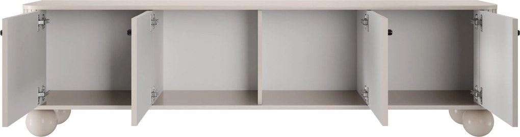 TV skrinka Vesper 4D 187 cm - kašmír / čierne úchytky / guľové nohy