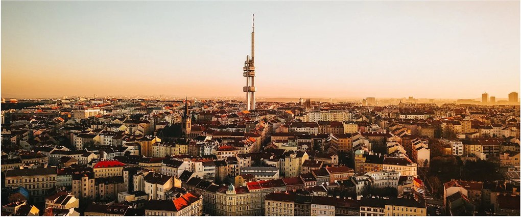 Obraz západu slnka nad Žižkovom (120x50 cm)