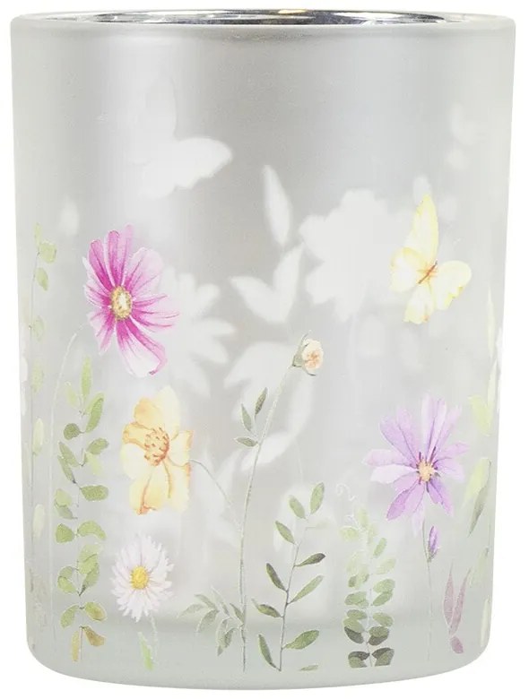 Farebný skleněný svícen Wild Flowers Butterfly M - Ø 10*12,5cm
