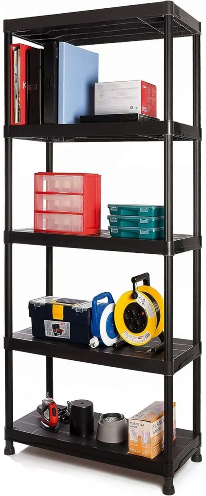 Dílenský plastový regál s 5 policemi IRVING černý