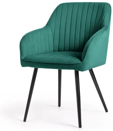 Sada dvoch jedálenských stoličiek FLORENCE zamatové, zelené / čierne nohy (2 ks)
