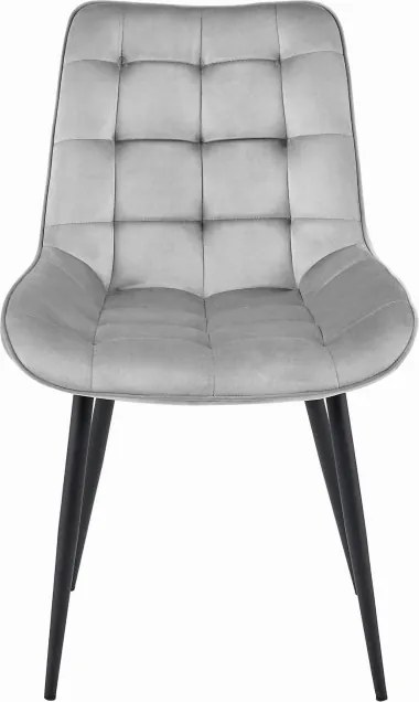 Set troch jedálenských stoličiek BERA zamatové strieborné / čierne nohy (3 ks)