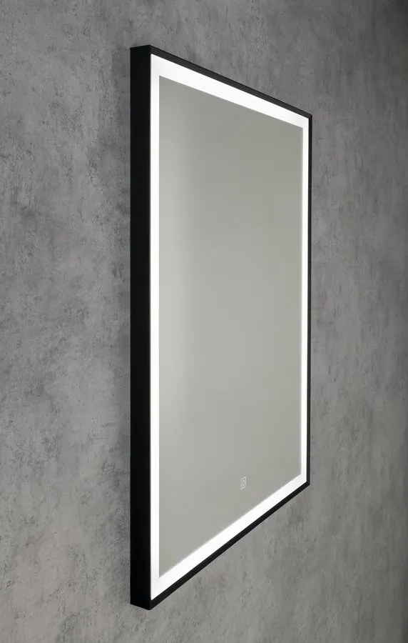 Aqualine Aqualine, CORNA zrkadlo s LED osvetlením 60x80cm, dotykový senzor, stmievateľné, čierna matná, CN060