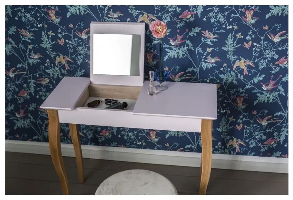 Biely toaletný stolík so zrkadlom Ragaba Dressing Table, dĺžka 85 cm