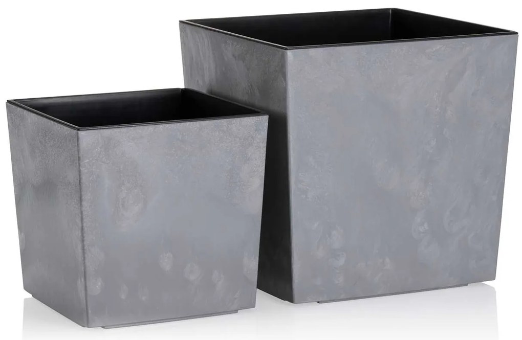 PLASTOVÝ KVETINÁČ FLORE 25X25 CM IMITÁCIA BETÓNU SIVÁ