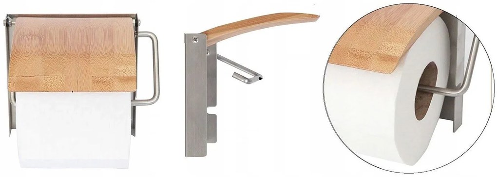 Tutumi Rea, bambusový držiak na toaletný papier 390227, hnedá-chrómová, HOM-07501