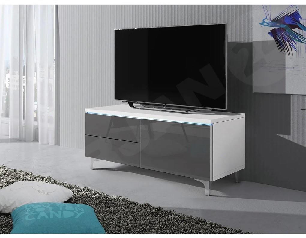 TV stolík Cleo XI-W P, Farby: biela / čierny lesk