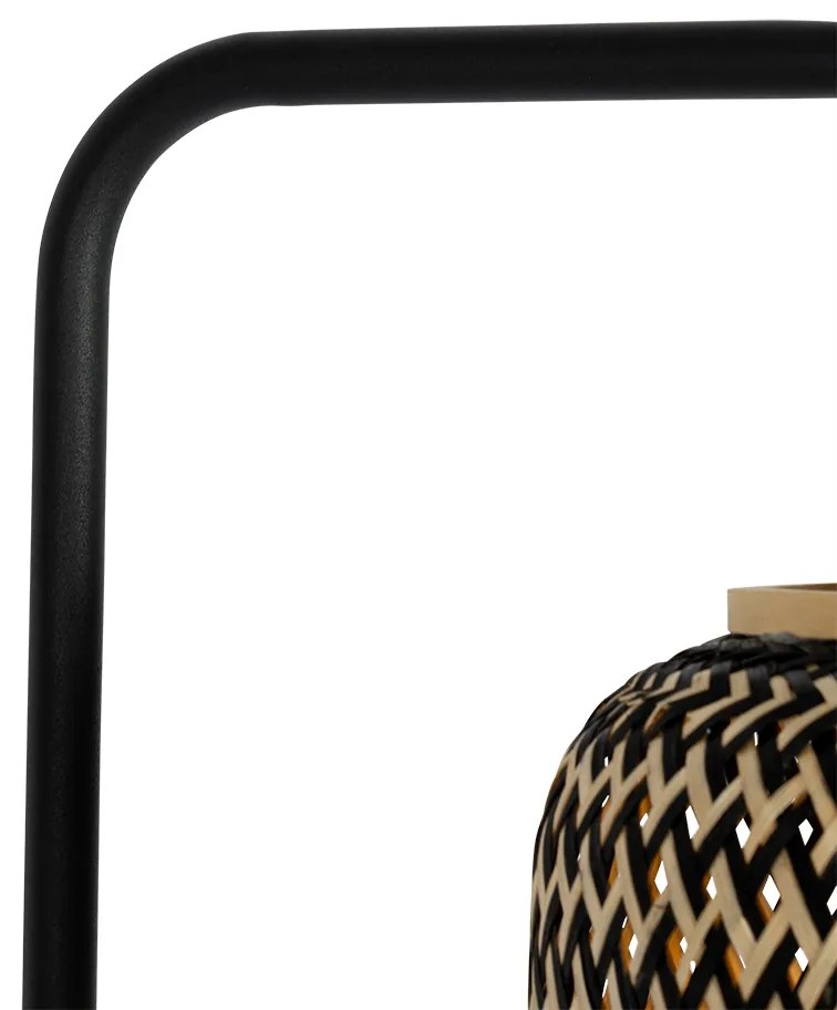 Orientálna stojaca lampa bambusová s čiernou - Yvonne