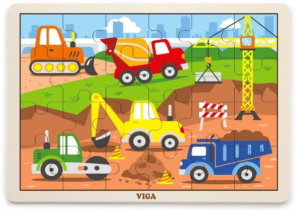 Puzzle na podstavci Viga 51463 24 dielikov - na stavbe