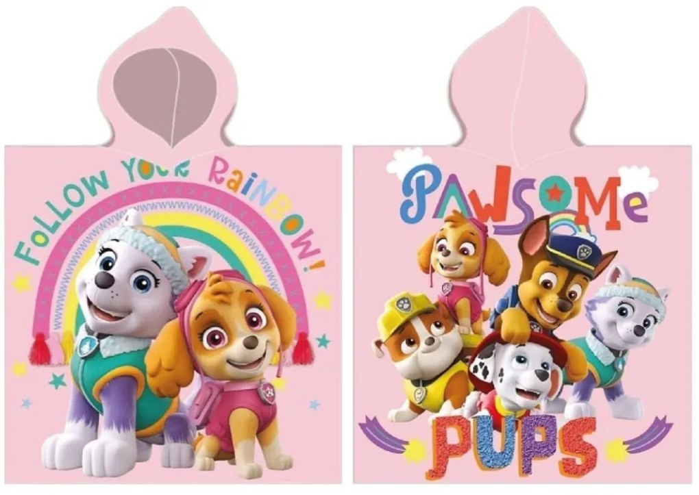 Detské pončo PAW PATROL ružový 55x110cm Faro