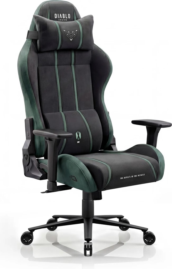 Herné kreslo z látkovým poťahom Normal Size, čierny-zelený: Diablo X-One 2.0 Forest Green