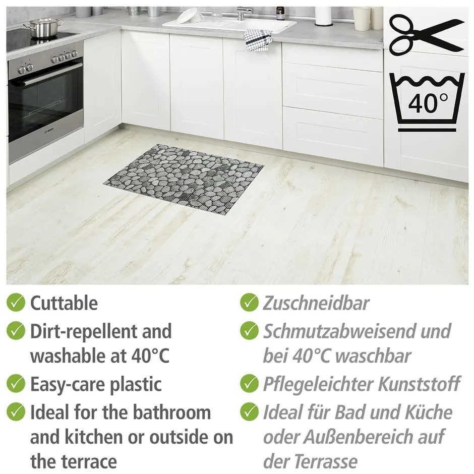 Sivá plastová kúpeľňová predložka 50x80 cm Sassi - Wenko