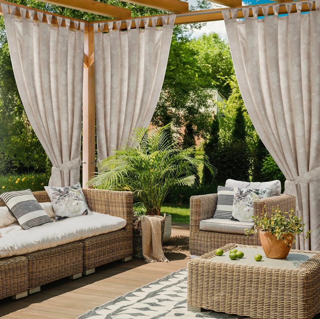 ZÁHRADNÝ VODEODOLNÝ ZÁVES NA PÚTKACH GARDEN 155X240 CM VZOROVANÁ