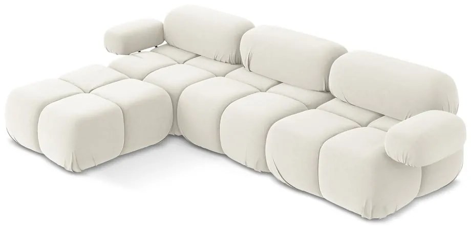 Biela zamatová modulárna rohová pohovka Lokua – Makamii