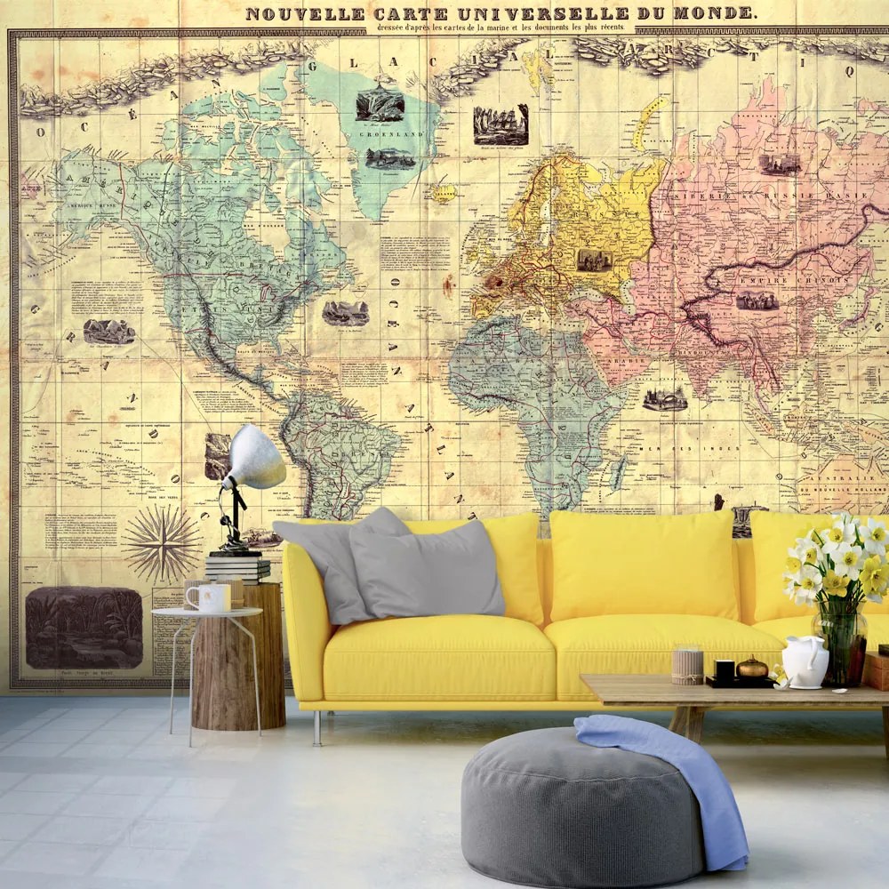 Artgeist Fototapeta - Nouvelle Carte Universelle Du Monde Veľkosť: 200x140, Verzia: Premium