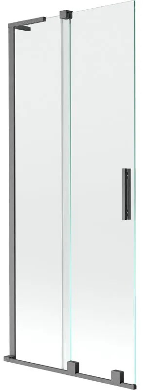 Mexen Velar L, 2-krídlová posuvná vaňová zástena 80 x 150 cm, 8mm číre sklo, brúsený grafit, 896-080-003-01-66
