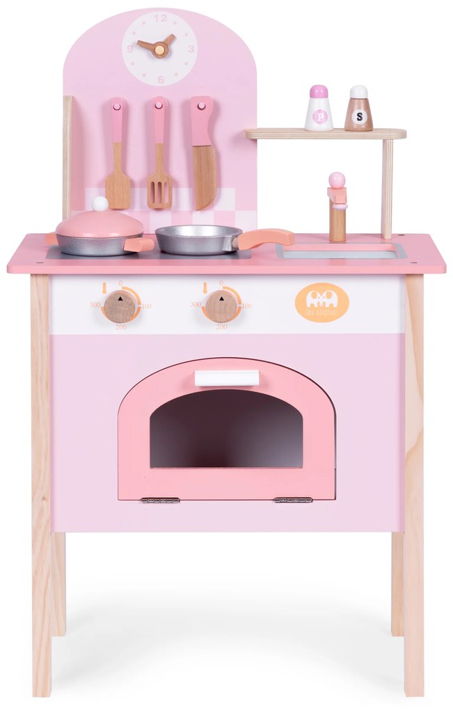 Detská kuchynka ružová s 8 príslušenstvom, batéria na rúru, drez, ECOTOYS