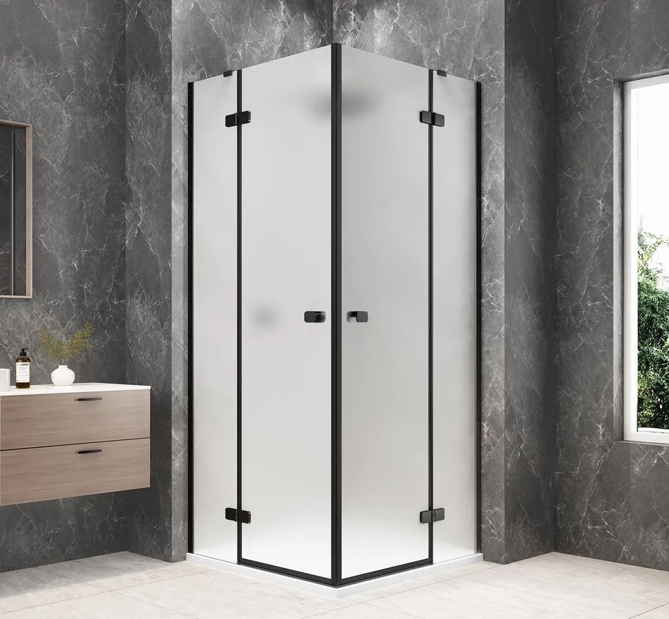 Polysan Polysan, GLOBE BLACK štvorcová sprchová zástena 800x800mm, rohový vstup, matné sklo, GB5880MB