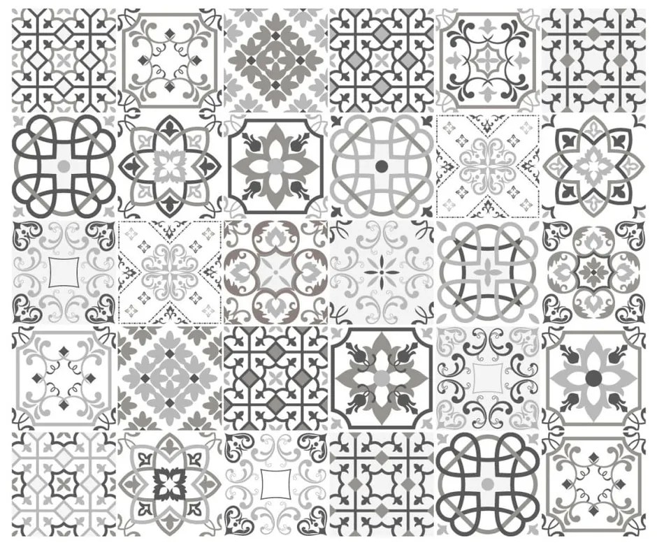 Sada 30 nástenných samolepiek Ambiance Cement Tiles Shade of Gray Bari, 10 × 10 cm
