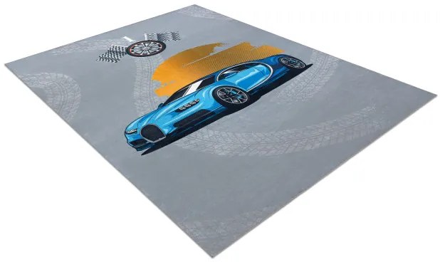 Detský koberec protišmykový BAMBINO 41730 Auto, sivý / modrý