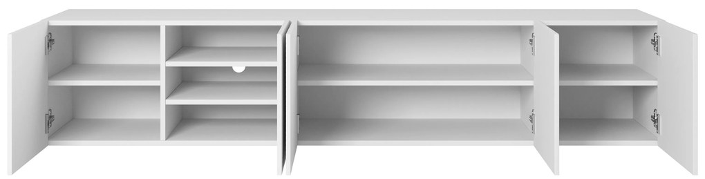Závesný TV stolík Asha 200 cm - biely mat