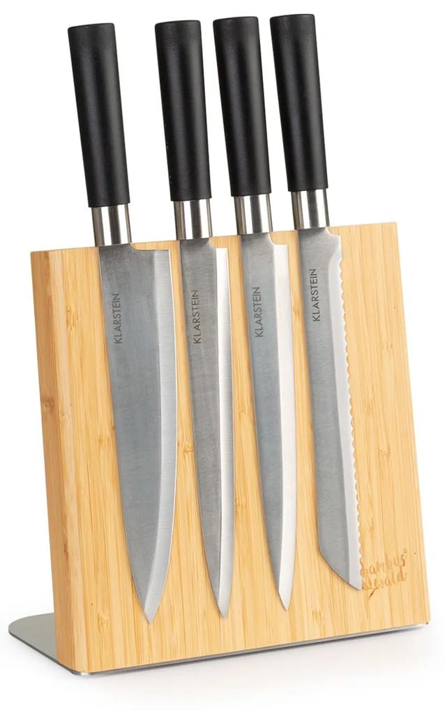 Stojan na nože, šikmý, magnetický, na 4-6 nožov, bambus, nehrdzavejúca oceľ