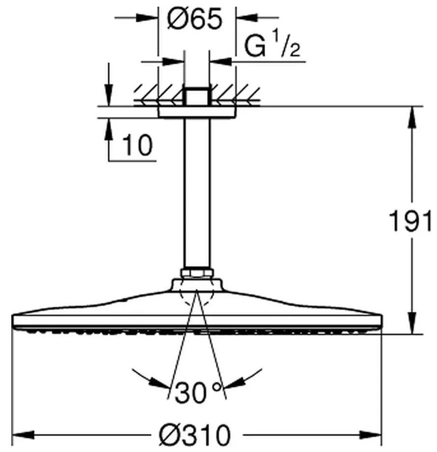 Grohe Rainshower 310 Mono - Stropný set hlavovej sprchy 142 mm, chróm 26560000