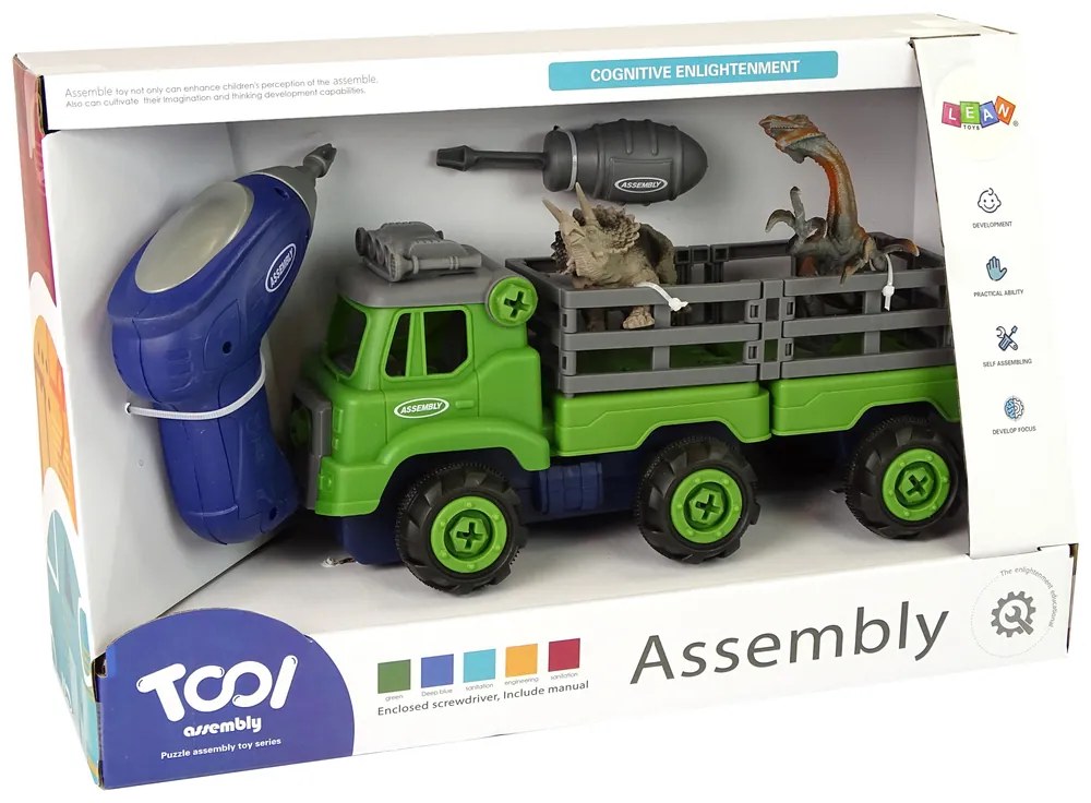 Lean Toys Nákladné auto na šrobovanie – 2 figúrky Dinosaurov