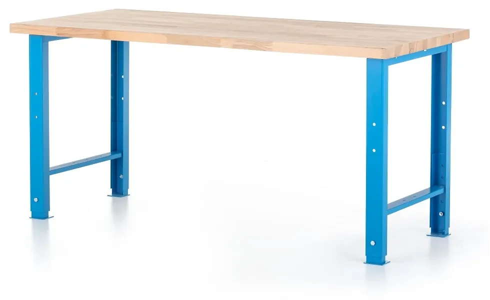 Výškovo nastaviteľný dielenský stôl Basic 170 x 80 cm, modrá