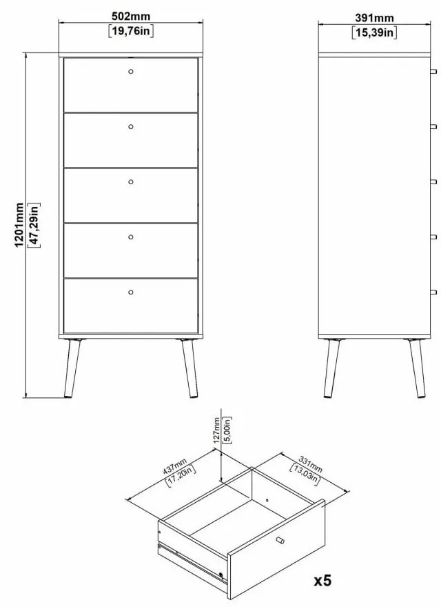 Biela vysoká komoda 50x120 cm Bodo – Tvilum