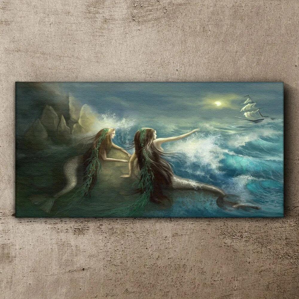 Obraz na plátne Siréna Oceán Loď Búrka