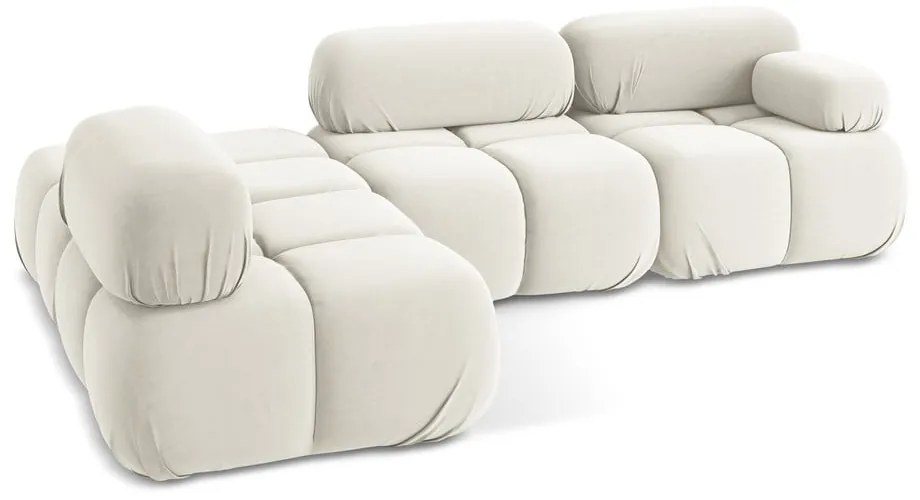 Biela zamatová modulárna rohová pohovka (ľavý roh) Lokua – Makamii