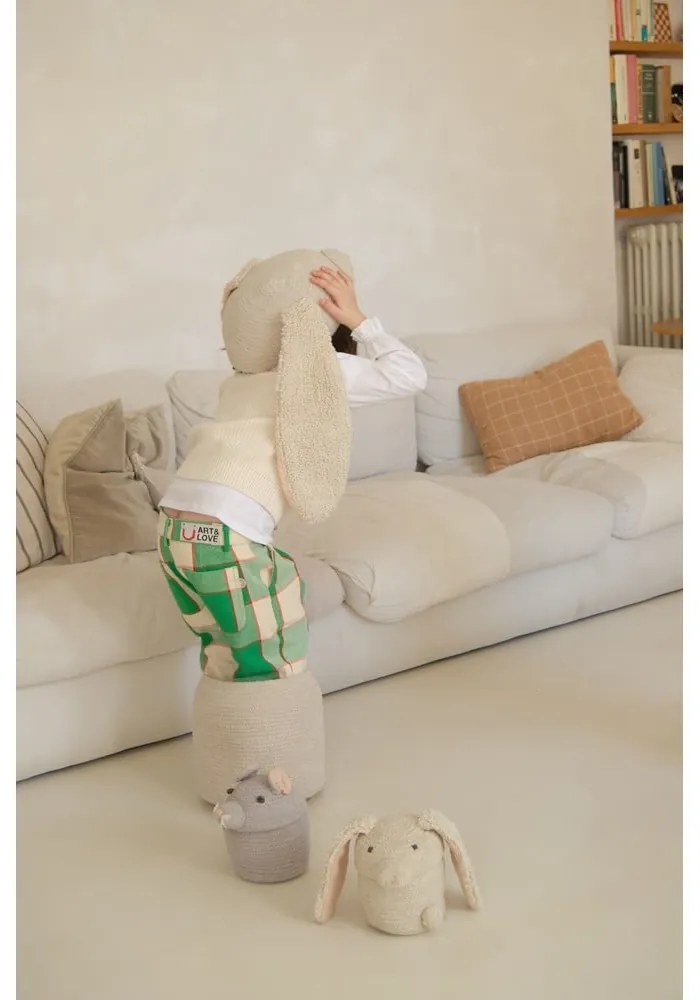 Krémový látkový detský kôš na hračky ø 15x15 cm Mini Rita the Rabbit – Lorena Canals