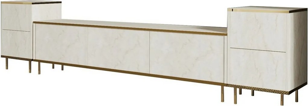 TV stolík so skrinami Imej Travertine a Gold